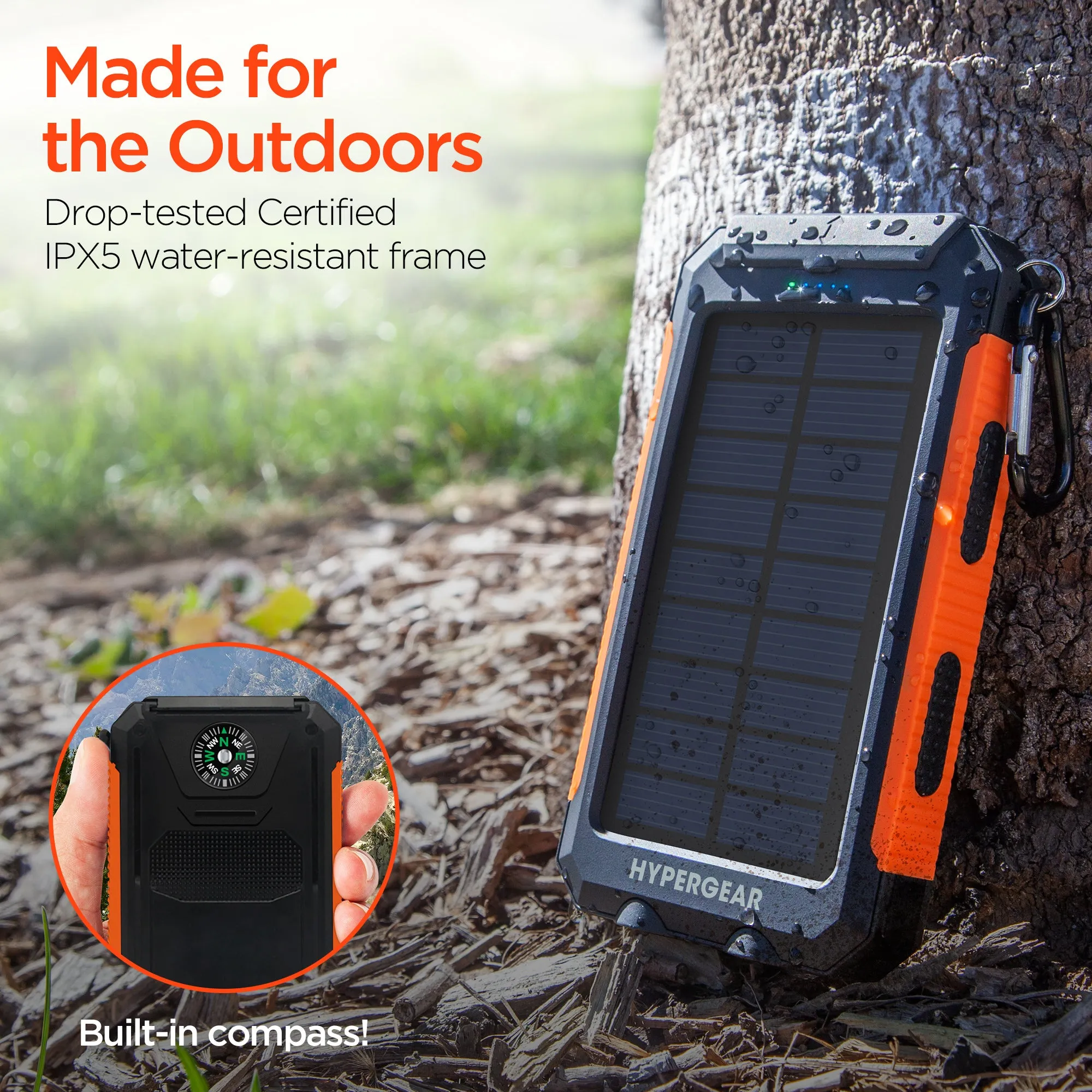 10,000mAh | Dual USB Solar Power Bank | Black