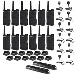 12 x Motorola RMM2050 On-Site 2-Way Radio (RMM2050) 2 x Motorola 6 Bank Charger   12 x HKLN4606 Remote Speaker Mic - 12 Pack with Mics Bundle