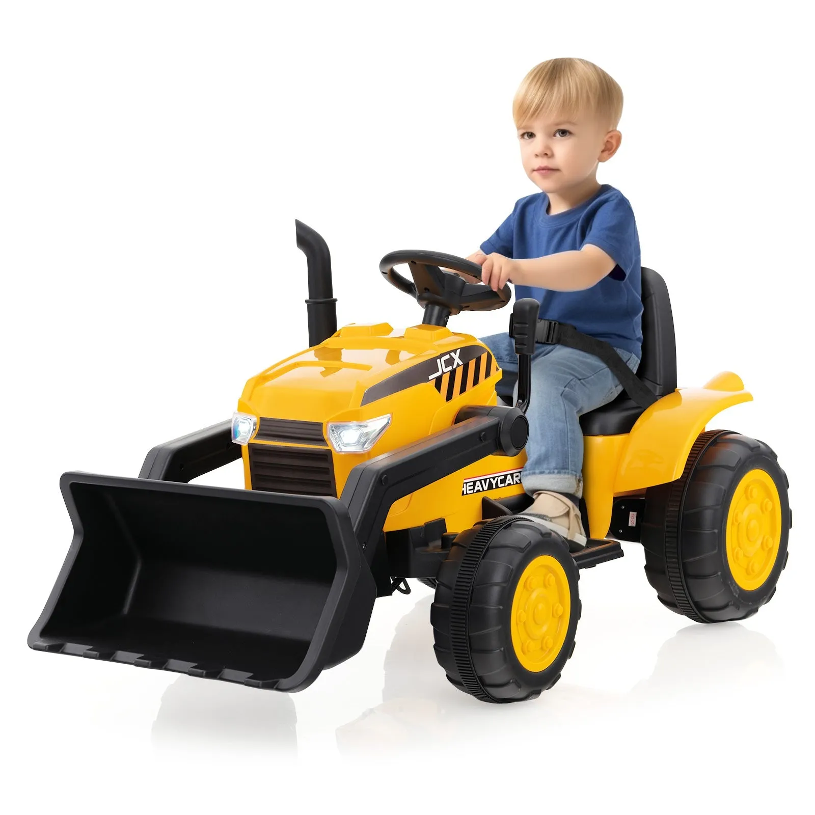 12V Battery Powered Bulldozer Digger with Adjustable Digging Bucket-Yellow