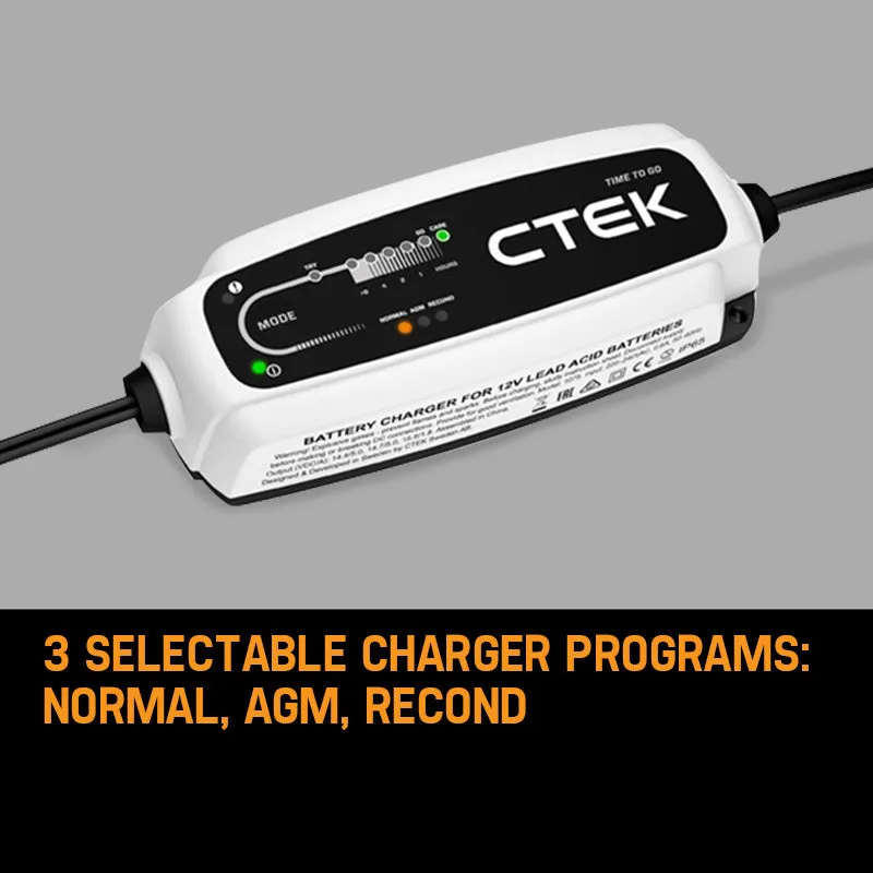 12V Smart Battery Charger Maintainer, IP65, 5A, CTEK CT5