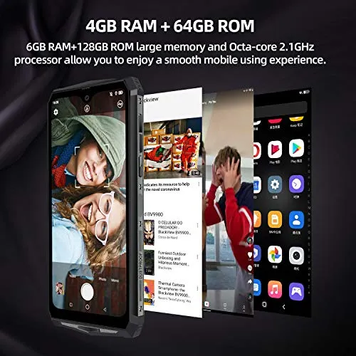 13000mAh Rugged Phone, Blackview BV9100 4GB 64GB Dual SIM Rugged Cell Phones Unlocked, IP68 Waterproof Smartphone, Android 9.0 Pie 6.3" Screen NFC Face Unlocked AT&T T-Mobile Blackview Cell Phones