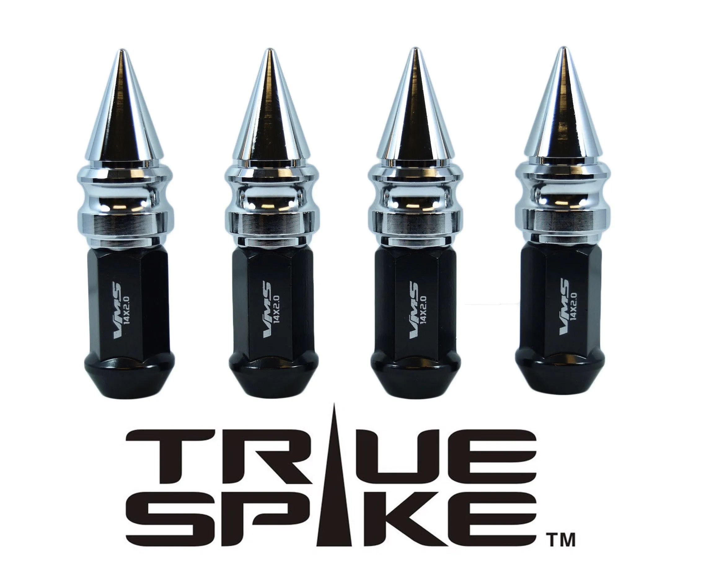 14X1.5 MM 89MM LONG CARS ONLY!! NO TRUCKS!! EXTENDED RIBBED SPIKE (25MM DIAMETER) STEEL LUG NUTS ANODIZED ALUMINUM CAPS // 25MM CAP DIAMETER 51MM CAP LENGTH PART NUMBER LGC028