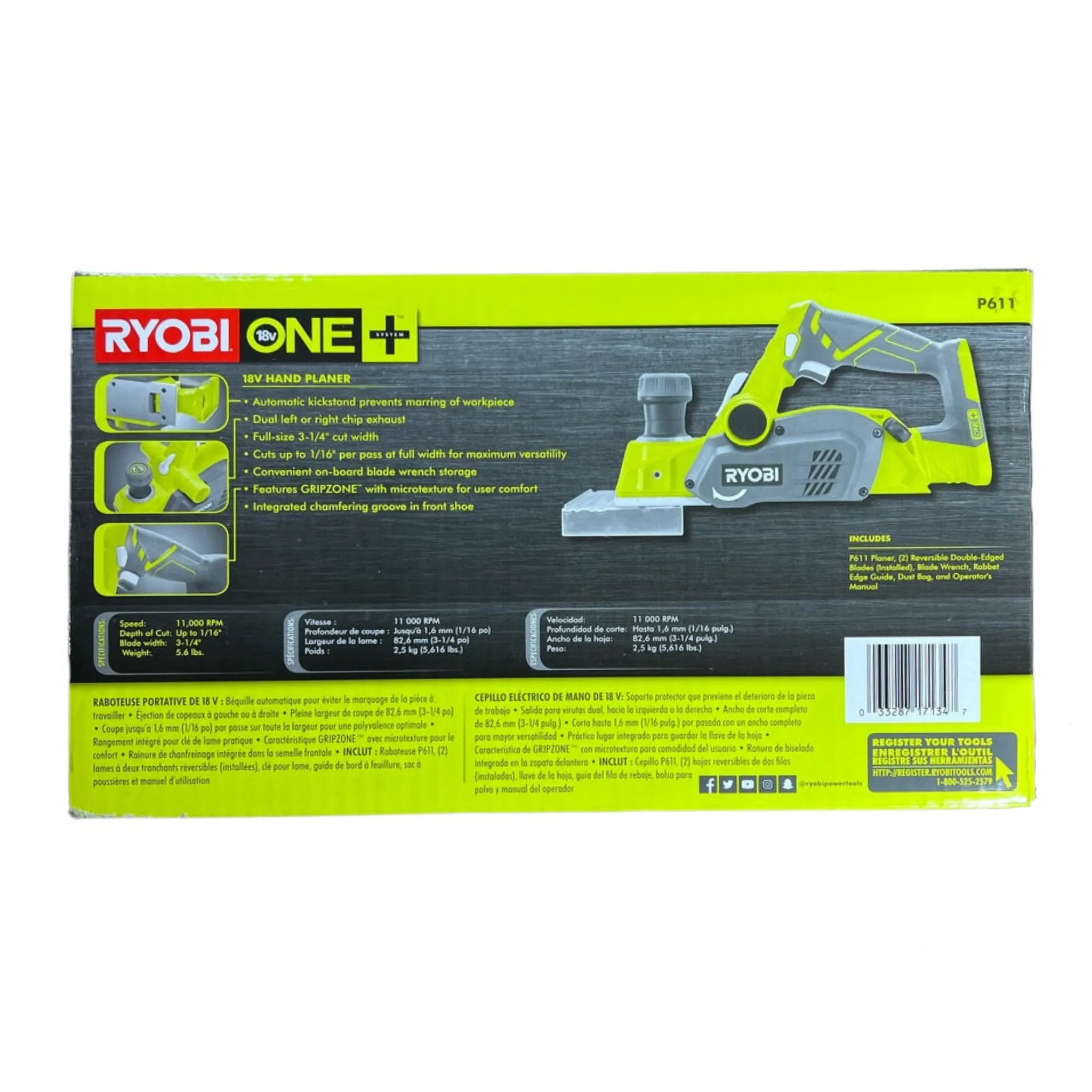 18-Volt ONE  Cordless 3-1/4 in. Planer (Tool Only)