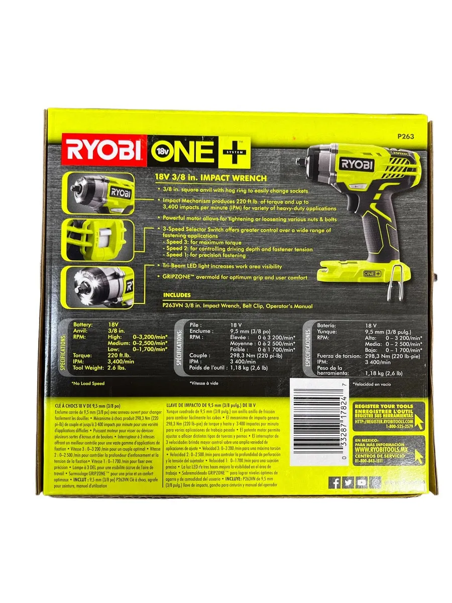 18-Volt ONE  Cordless 3/8 in. 3-Speed Impact Wrench (Tool Only)