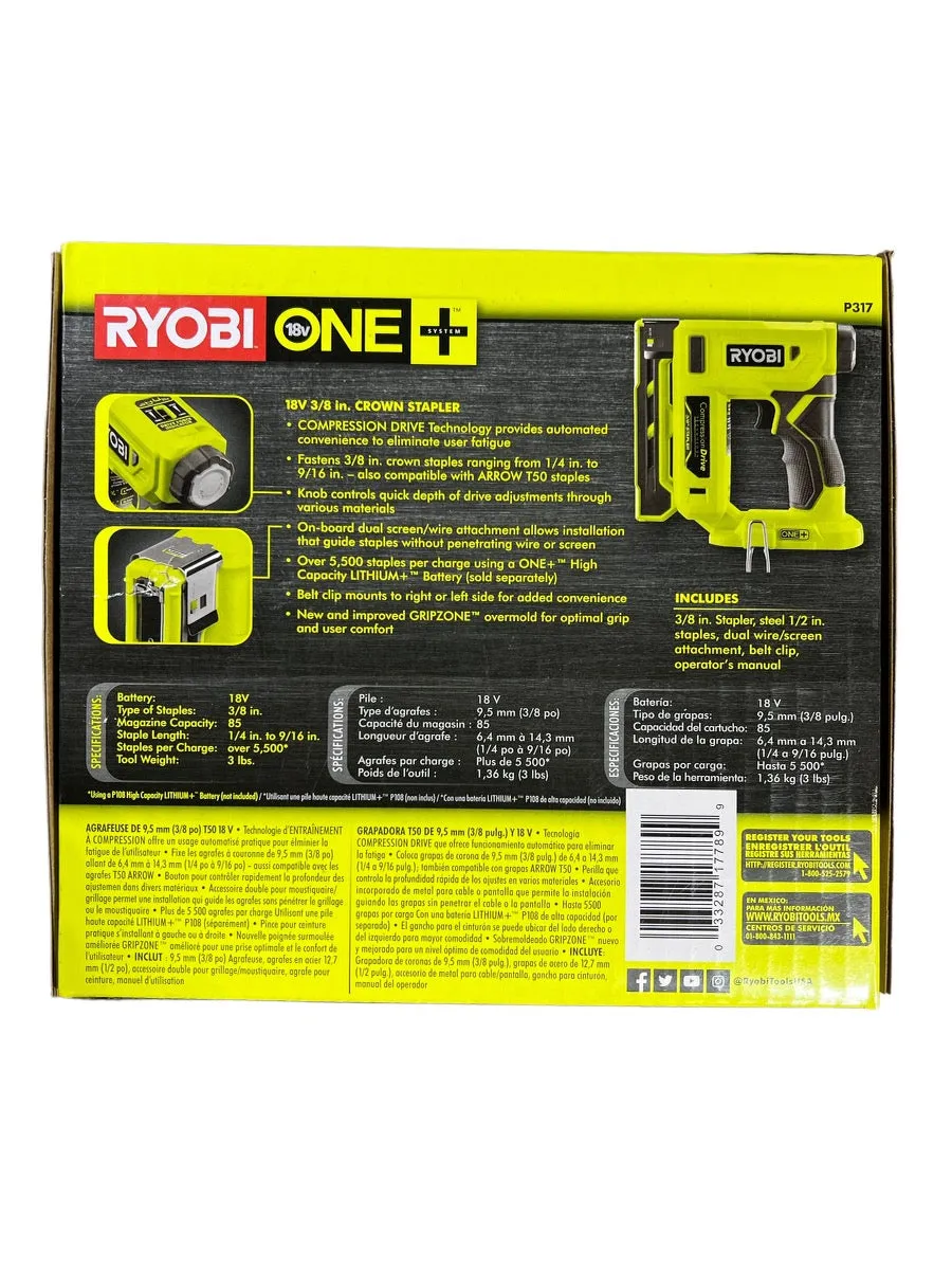 18-Volt ONE  Cordless Compression Drive 3/8 in. Crown Stapler (Tool Only)