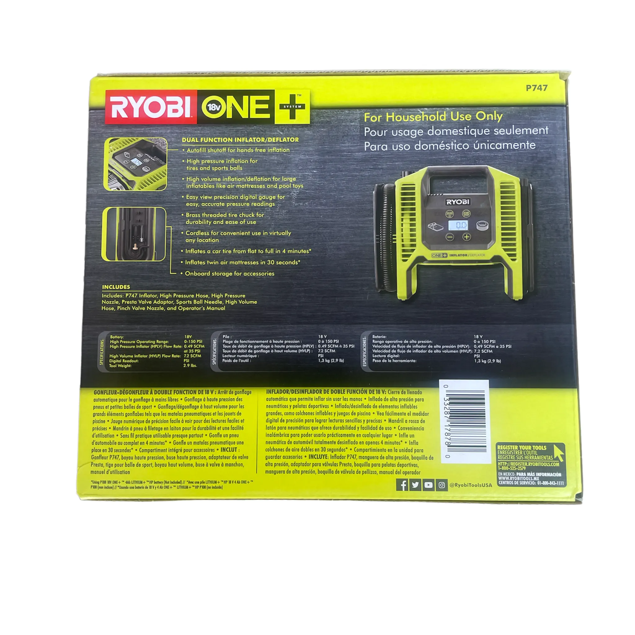 18-Volt ONE  Dual Function Inflator/Deflator (Tool Only)