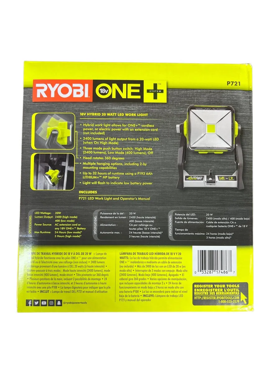 18-Volt ONE  Hybrid 20-Watt LED Work Light (Tool-Only) LP