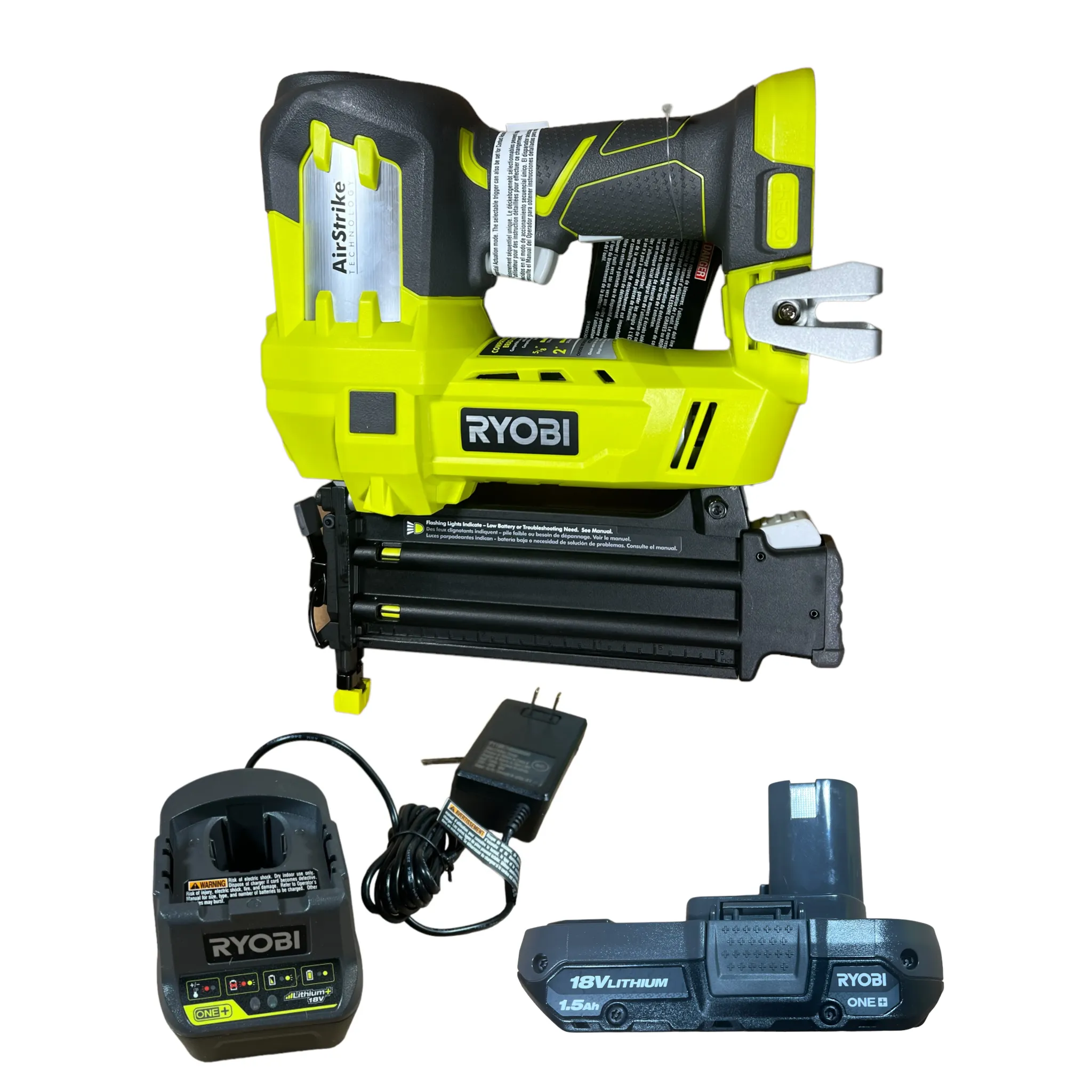 18-Volt ONE  Lithium-Ion Cordless AirStrike 18-Gauge Brad Nailer Kit with Sample Nails - Factory Reconditioned