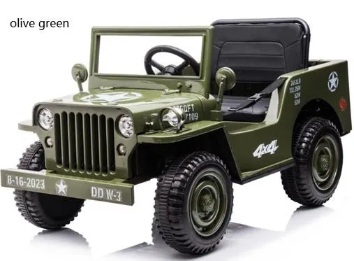 2025 Military / Army 12V Willy Jeep Style Truck Upgraded | 1 Seater Kids Ride-On Car| Leather Seats | Rubber Tires | Remote | 2 Colours