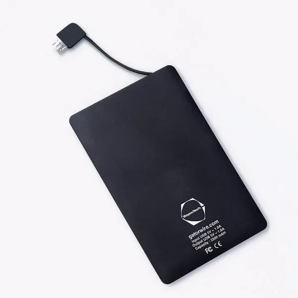 2300mAh Chargercard Powerbank with Micro USB Adapter