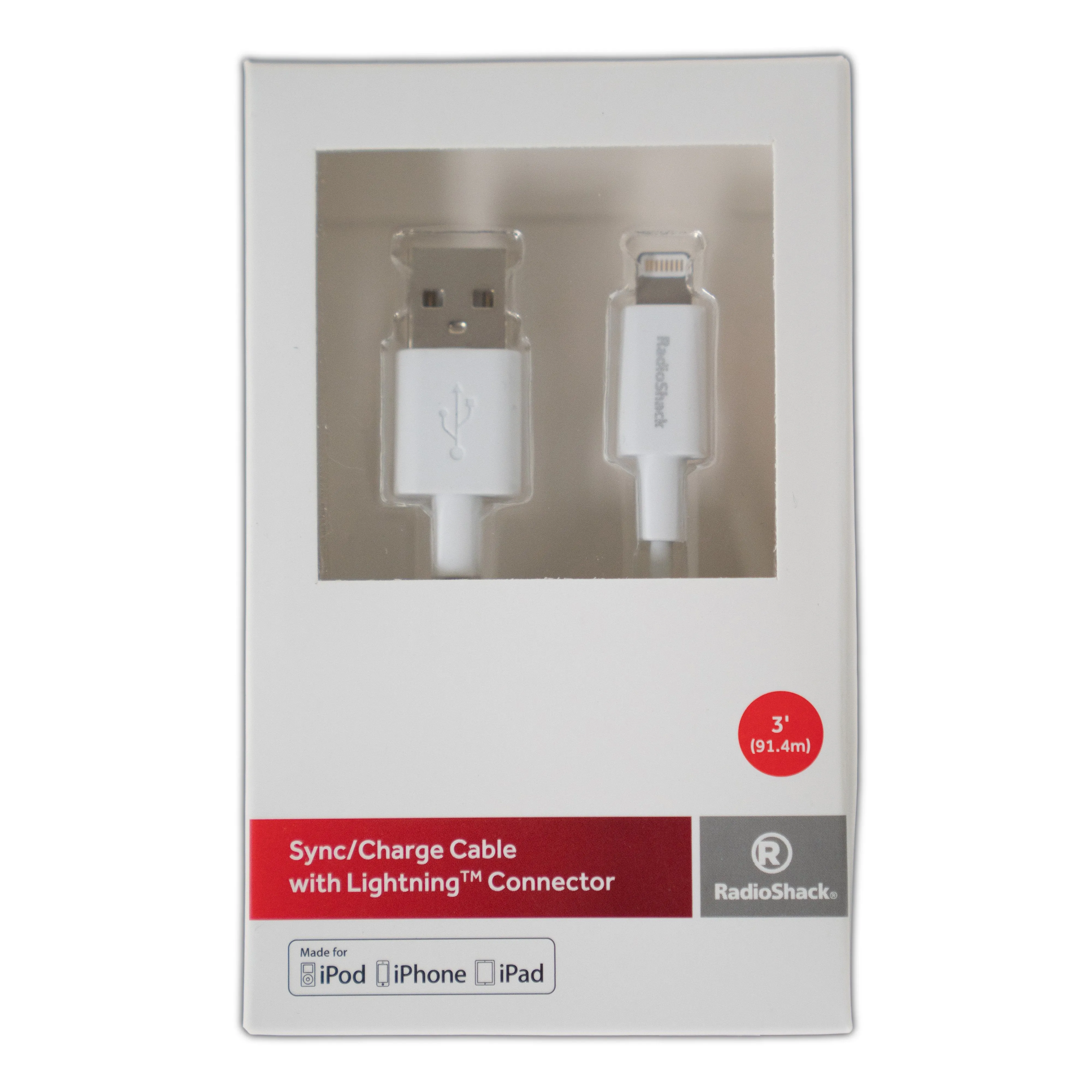 3-Foot Lightning to USB Charge and Sync Cable - White