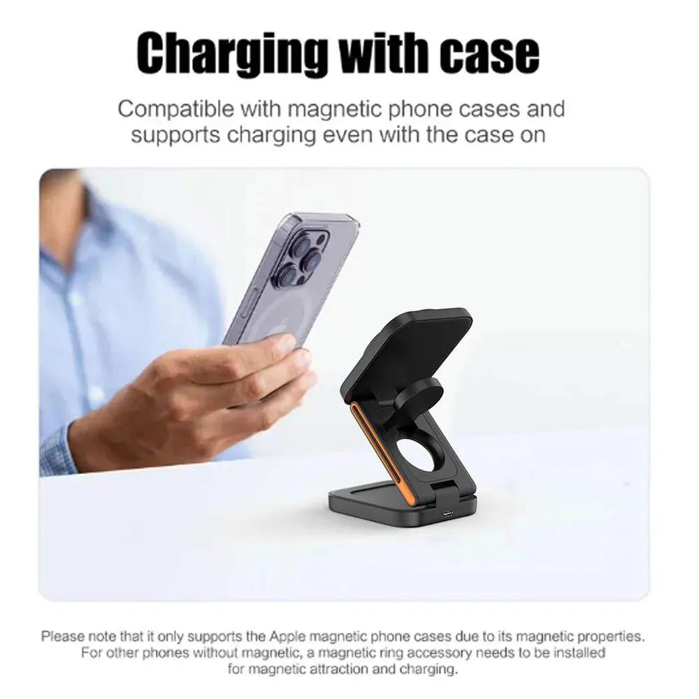 30W 3 in 1 Foldable Wireless Charging Station for iPhone 16 15 14 13Pro Apple Watch 8 9 Airpods