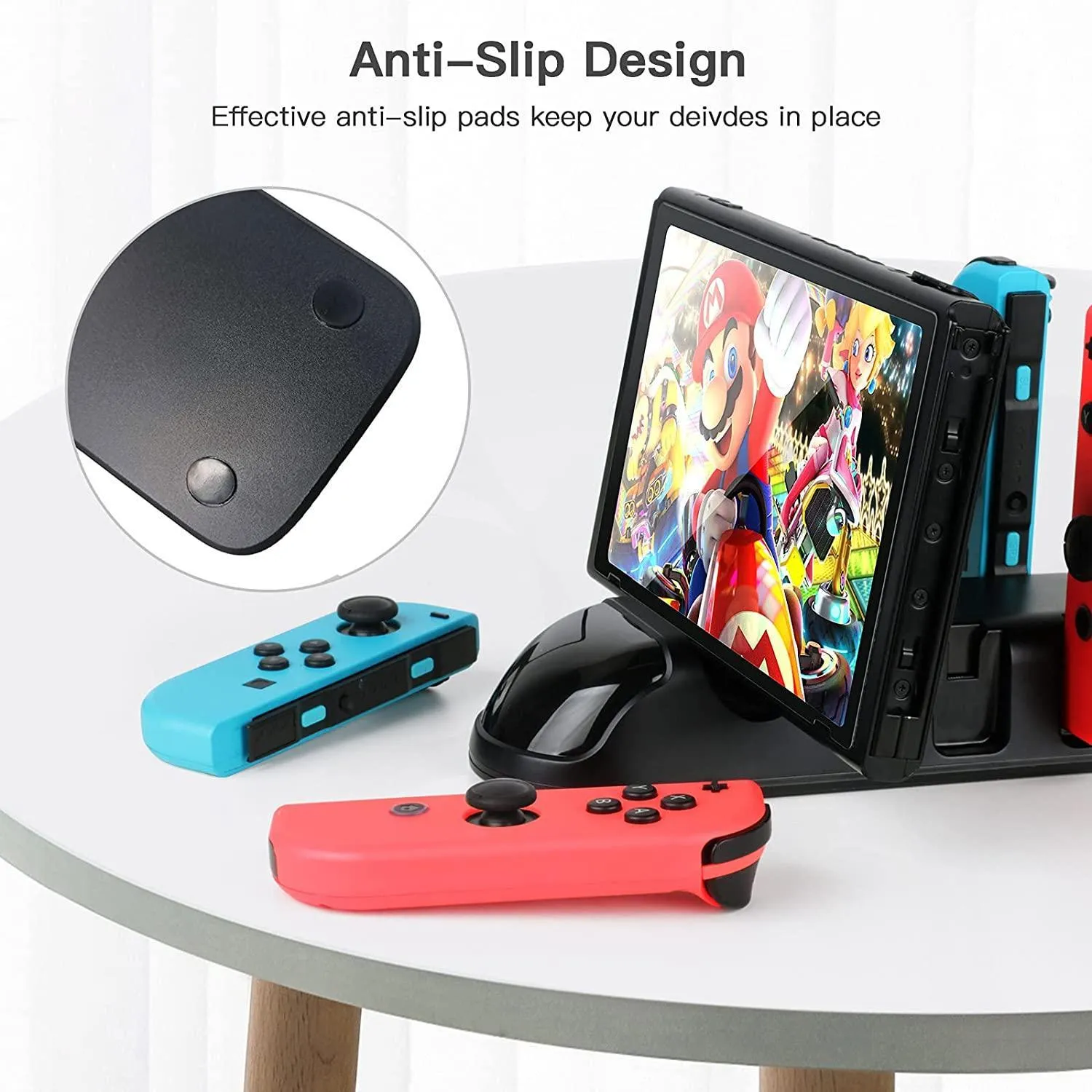 5 in 1 Controller Charger Dock for Nintendo Switch Joy-Cons and Pro Controller with LED Indicator and Type-C Charging Cable