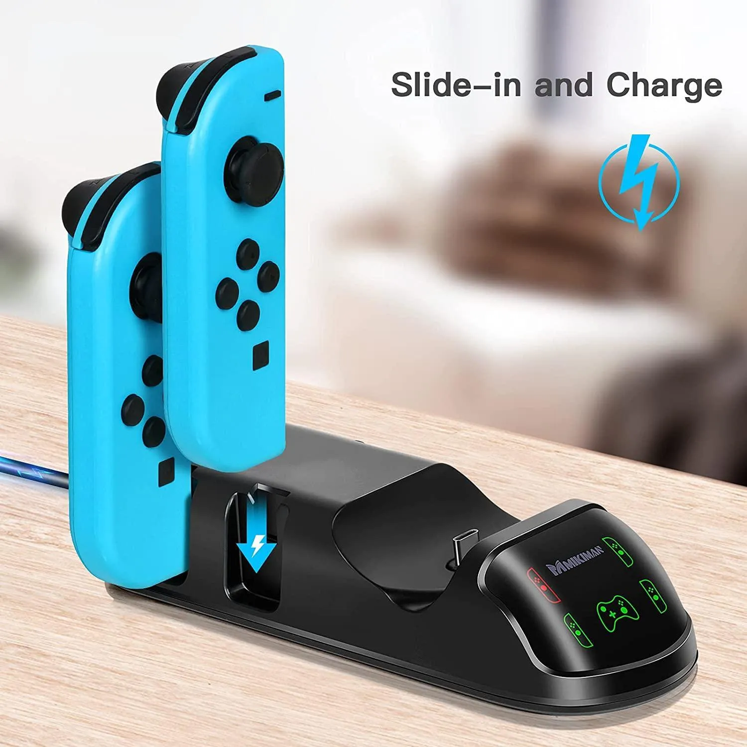 5 in 1 Controller Charger Dock for Nintendo Switch Joy-Cons and Pro Controller with LED Indicator and Type-C Charging Cable