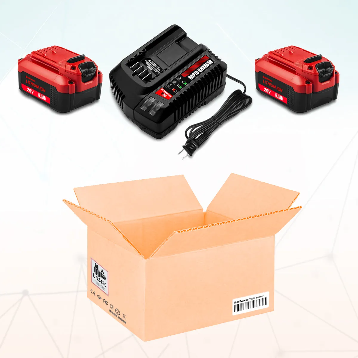 6.5Ah CMCB204 20V V20 Battery with Charger Combo Replacement for CRAFTSMAN 20V Battery and Charger Kit CBCB104 20V 6.0Ah CMCB206 4.0Ah CMCB204