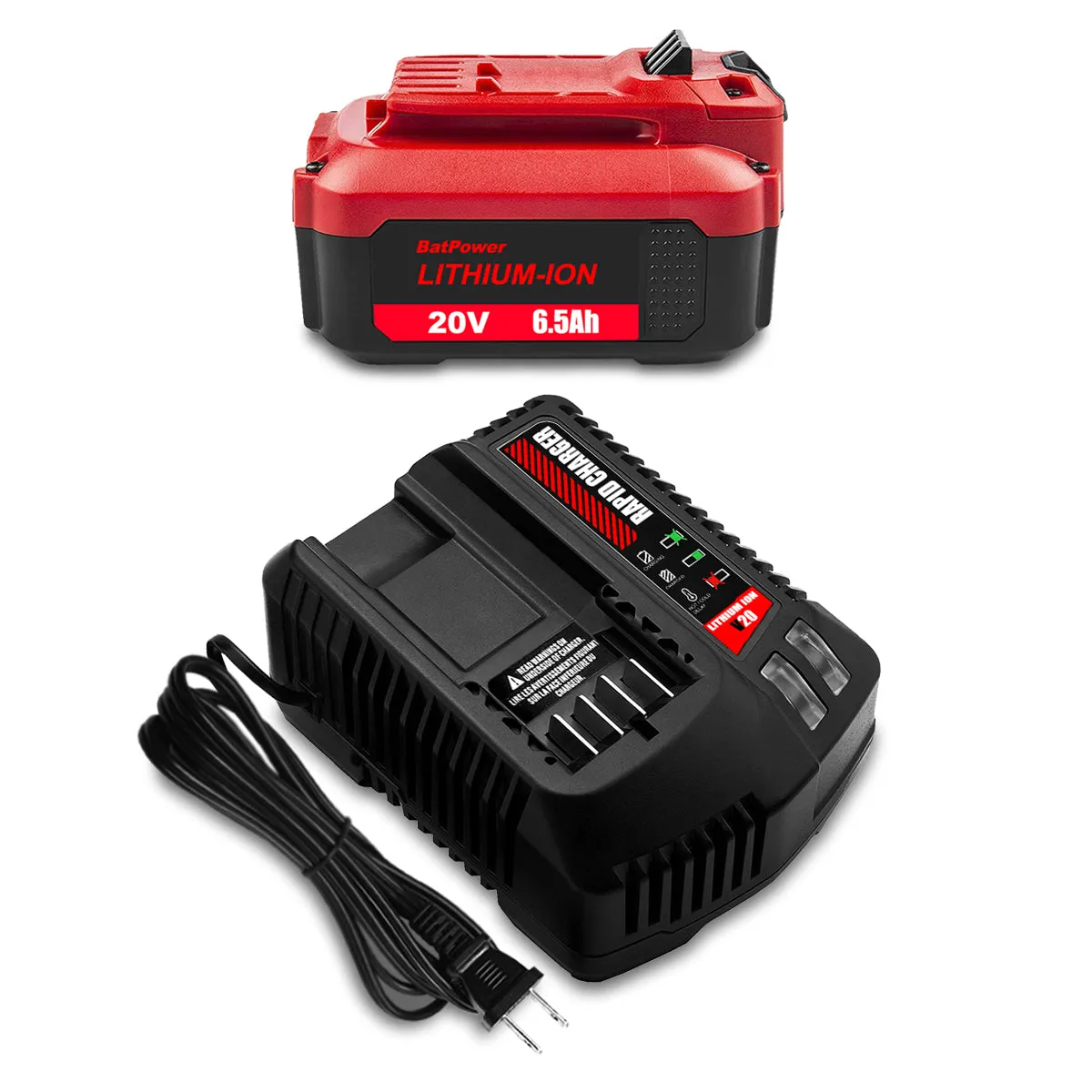 6.5Ah CMCB204 20V V20 Battery with Charger Combo Replacement for CRAFTSMAN 20V Battery and Charger Kit CBCB104 20V 6.0Ah CMCB206 4.0Ah CMCB204