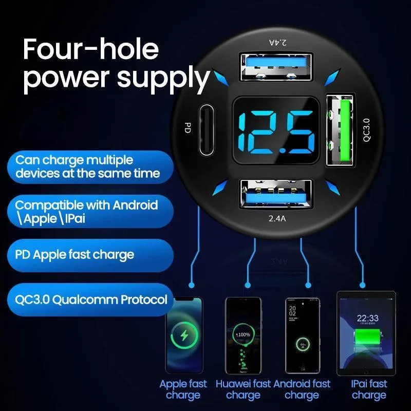 66W USB Car Charger with PD Quick Charge 3.0: Fast Charging for iPhone 13