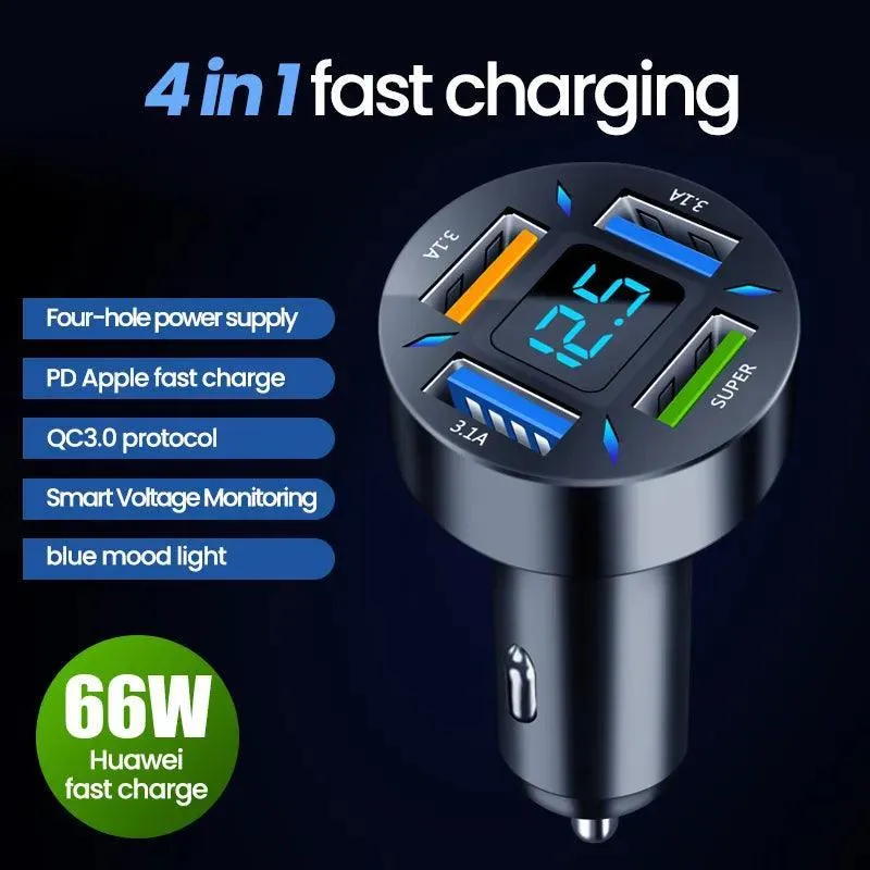 66W USB Car Charger with PD Quick Charge 3.0: Fast Charging for iPhone 13