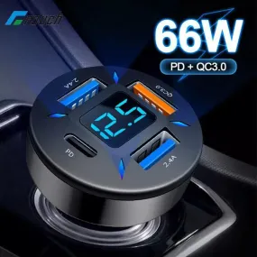 66W USB Car Charger with PD Quick Charge 3.0: Fast Charging for iPhone 13