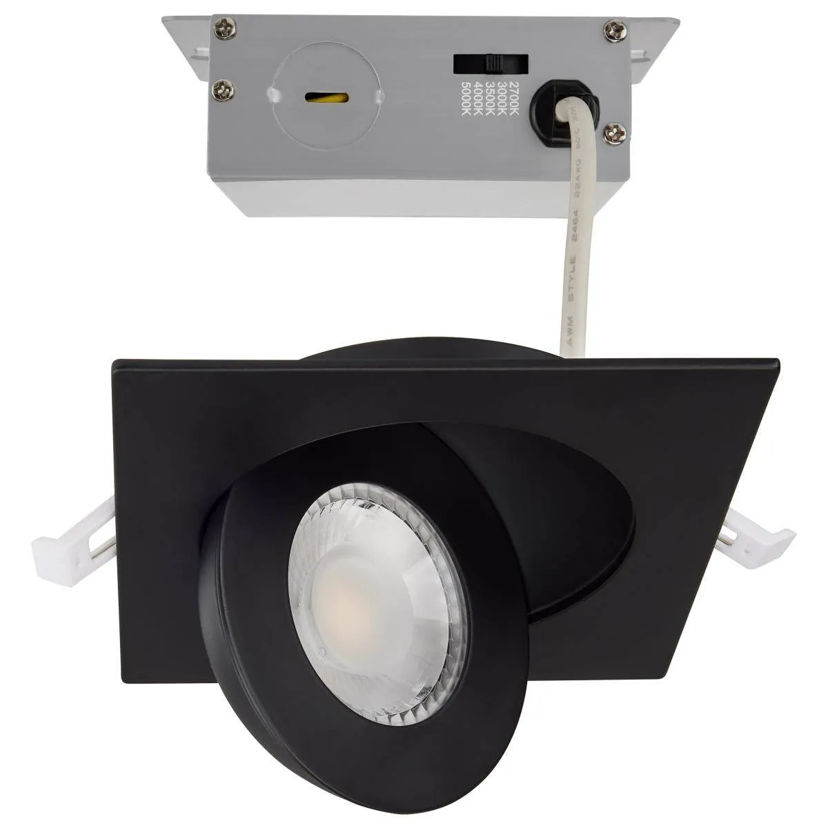 9 Watt; CCT Selectable; LED  4 Inch Square Black Eyeball Downlight