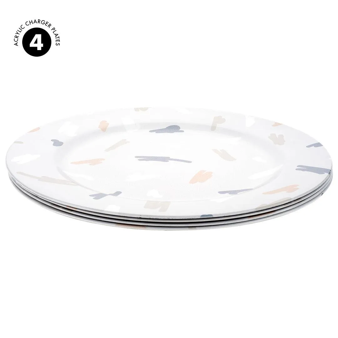 Abstract Fun Brushstrokes Acrylic Charger Plates