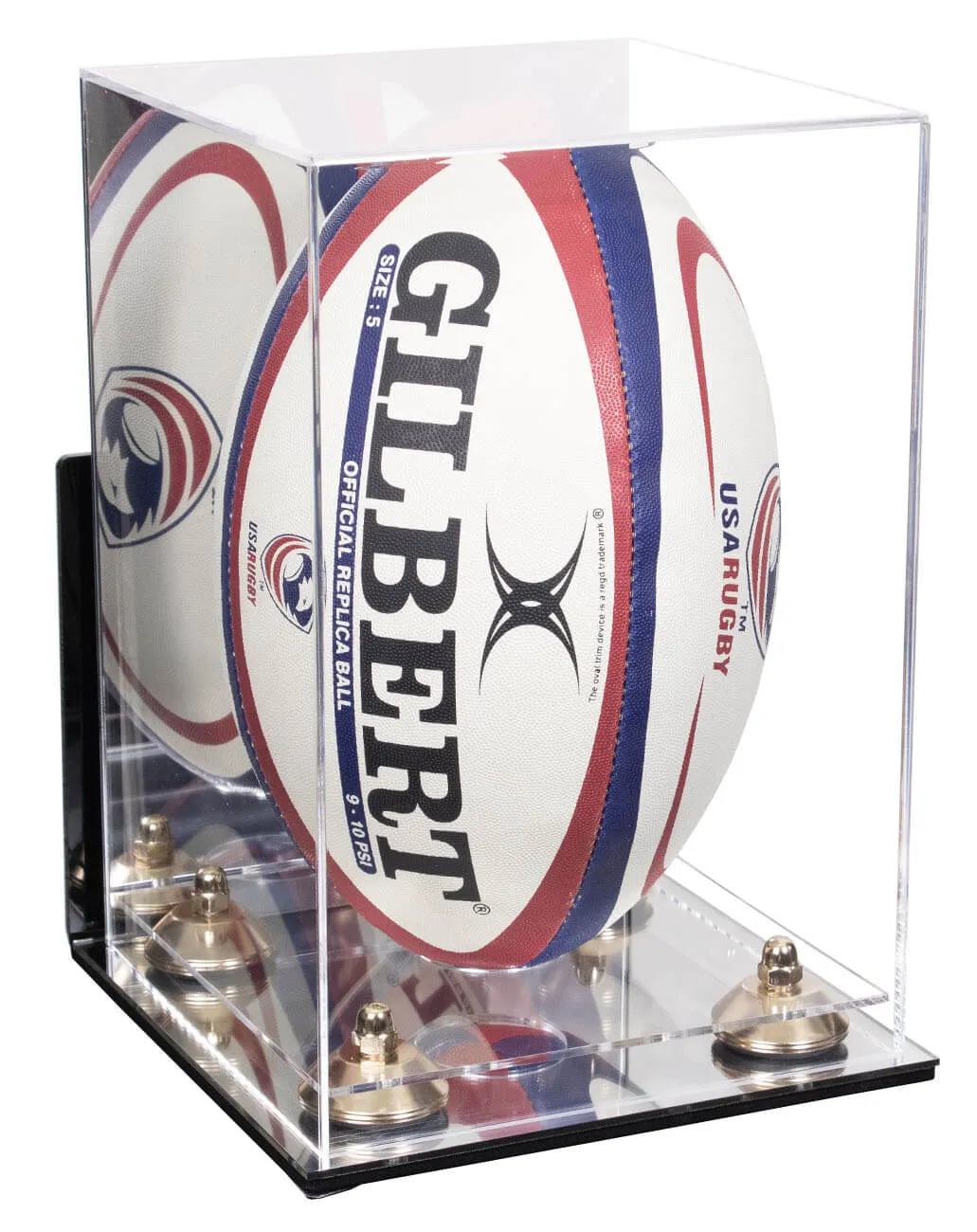 Acrylic Rugby Ball Display Case Vertical - Mirror Wall Mount(A060/B42)