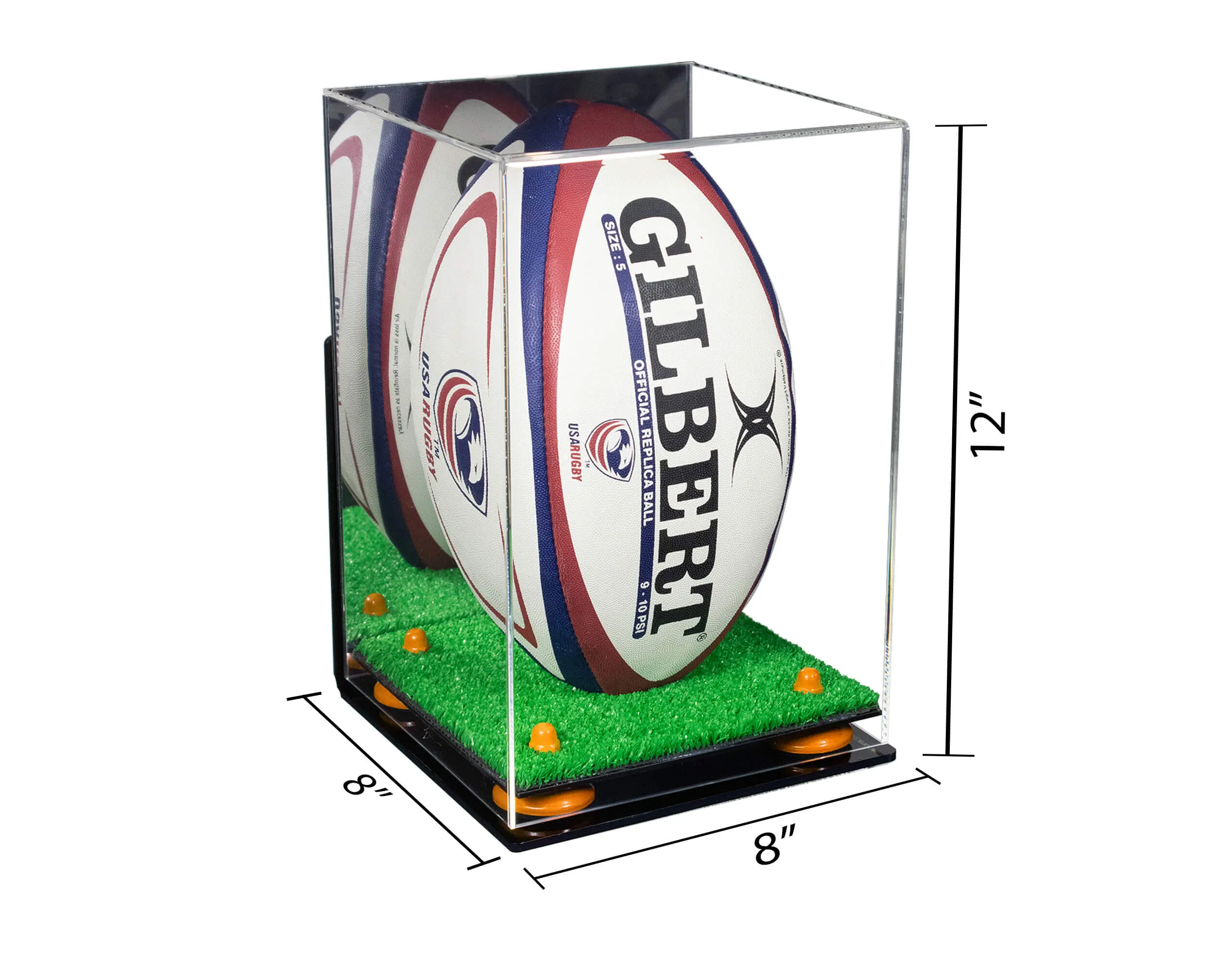 Acrylic Rugby Ball Display Case Vertical - Mirror Wall Mount(A060/B42)