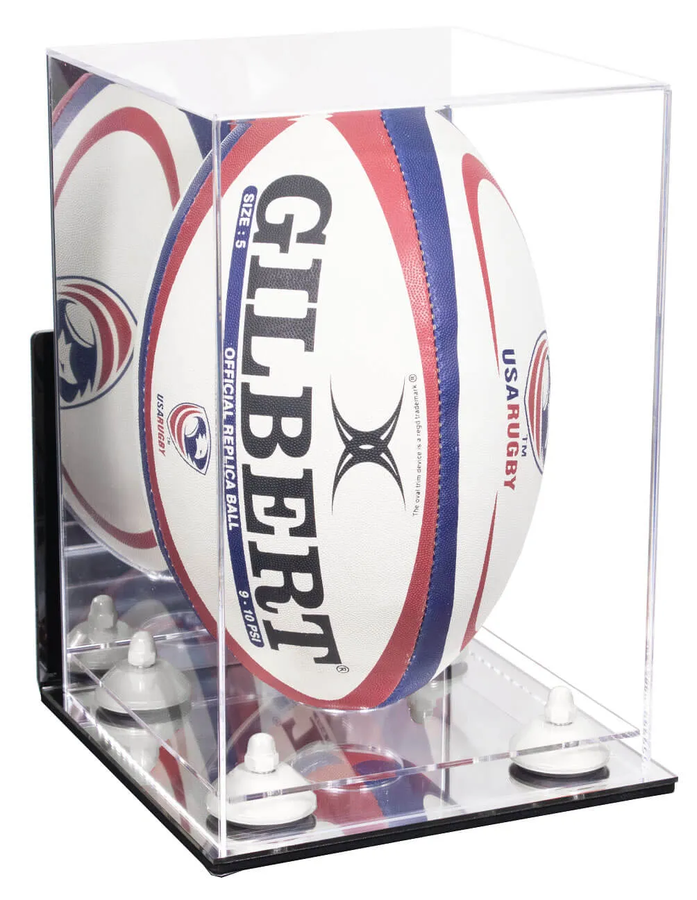 Acrylic Rugby Ball Display Case Vertical - Mirror Wall Mount(A060/B42)