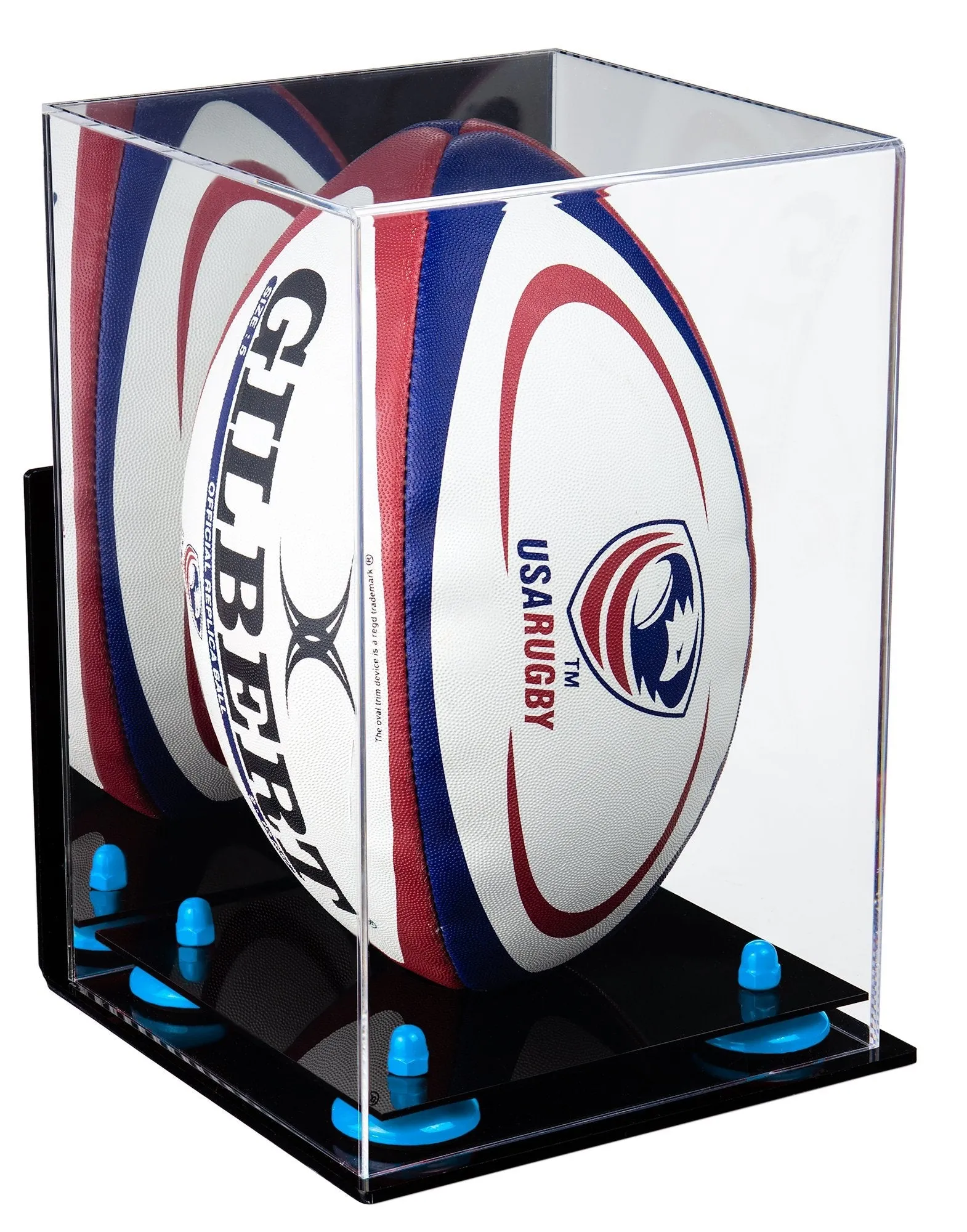 Acrylic Rugby Ball Display Case Vertical - Mirror Wall Mount(A060/B42)