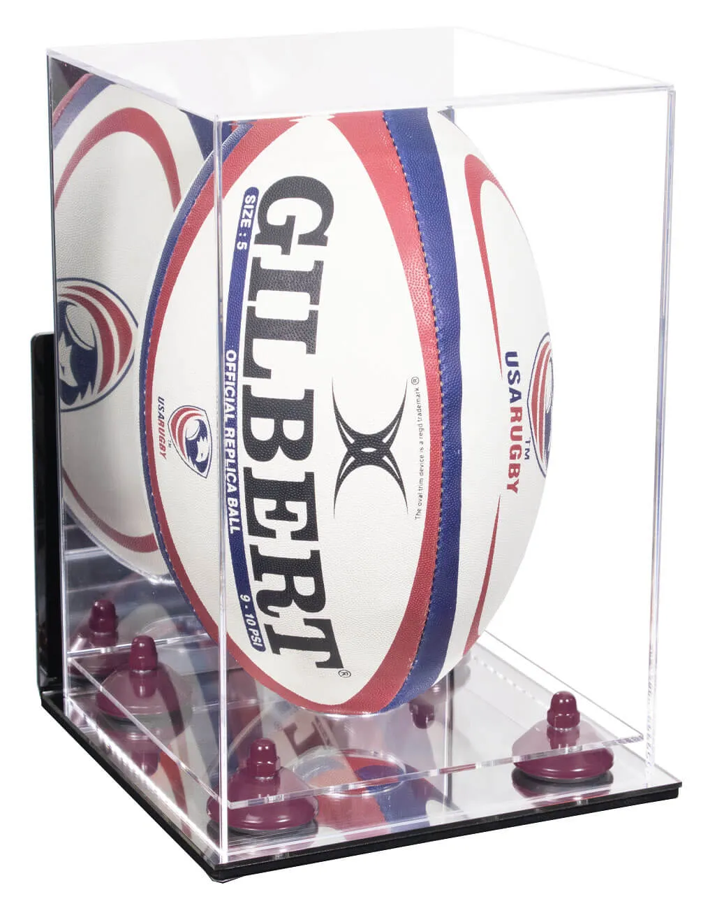 Acrylic Rugby Ball Display Case Vertical - Mirror Wall Mount(A060/B42)