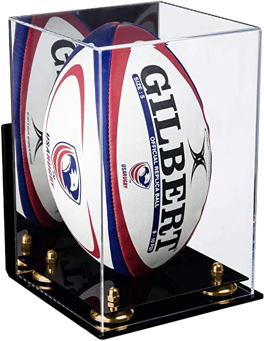 Acrylic Rugby Ball Display Case Vertical - Mirror Wall Mount(A060/B42)