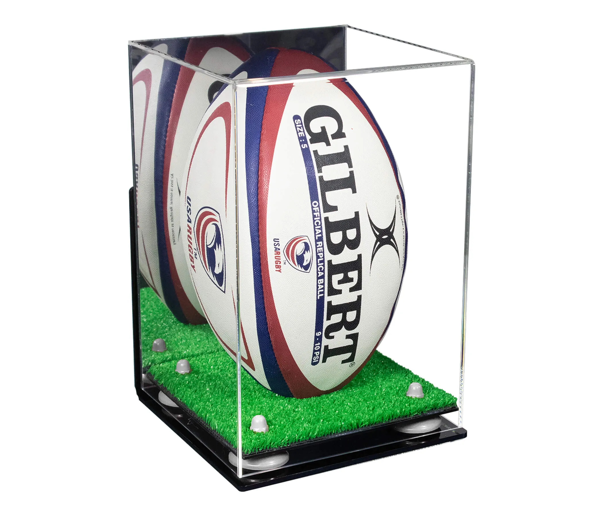 Acrylic Rugby Ball Display Case Vertical - Mirror Wall Mount(A060/B42)