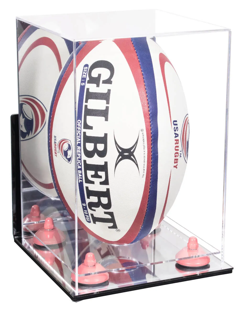 Acrylic Rugby Ball Display Case Vertical - Mirror Wall Mount(A060/B42)