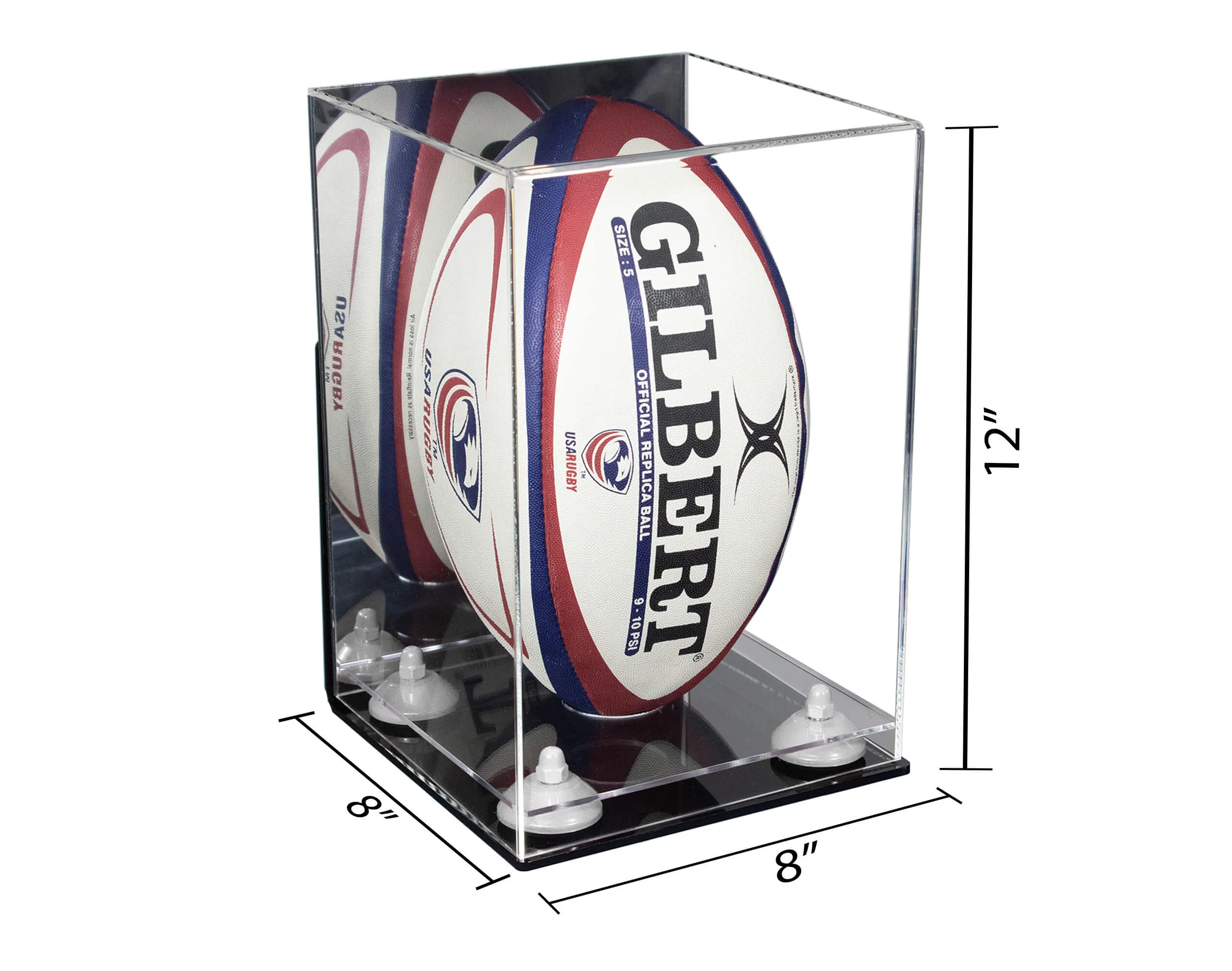 Acrylic Rugby Ball Display Case Vertical - Mirror Wall Mount(A060/B42)