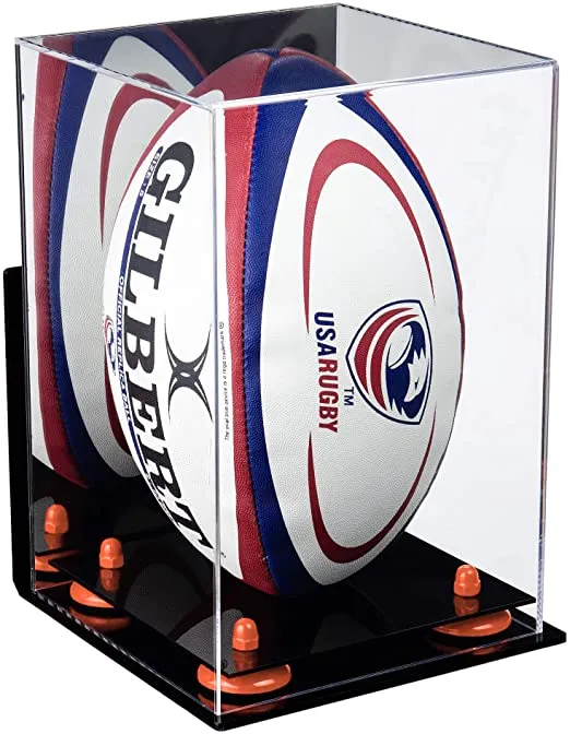 Acrylic Rugby Ball Display Case Vertical - Mirror Wall Mount(A060/B42)