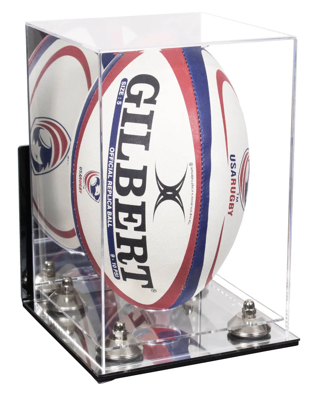 Acrylic Rugby Ball Display Case Vertical - Mirror Wall Mount(A060/B42)