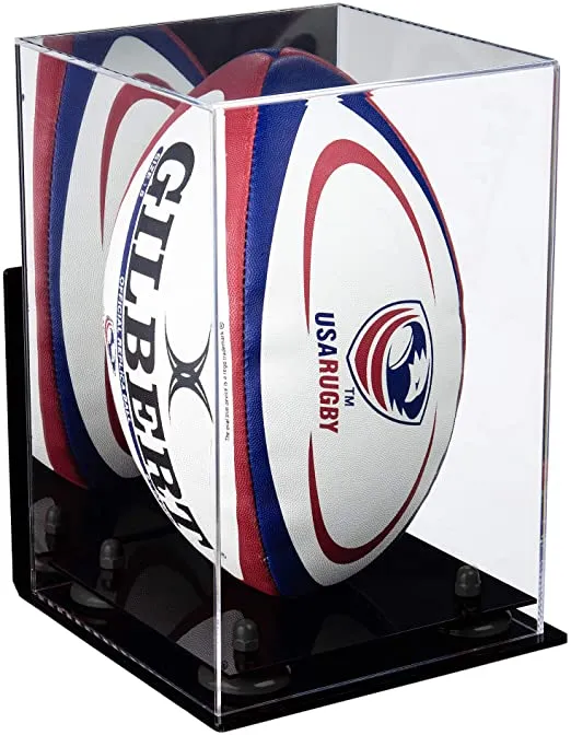 Acrylic Rugby Ball Display Case Vertical - Mirror Wall Mount(A060/B42)