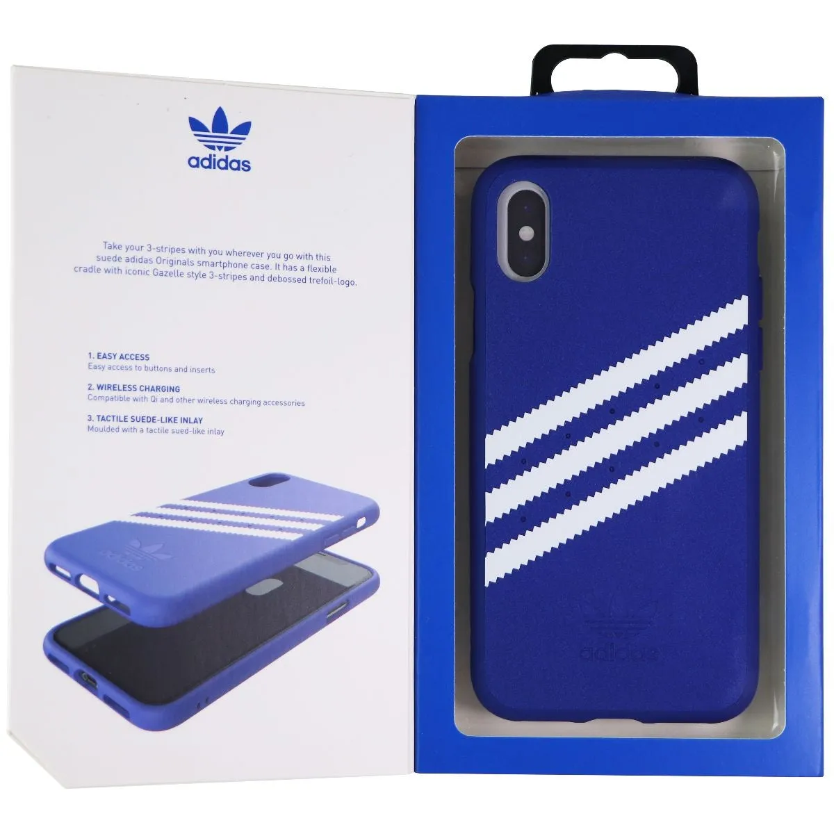 Adidas 3-Stripe Snap Case for Apple iPhone Xs and iPhone X - Blue and White