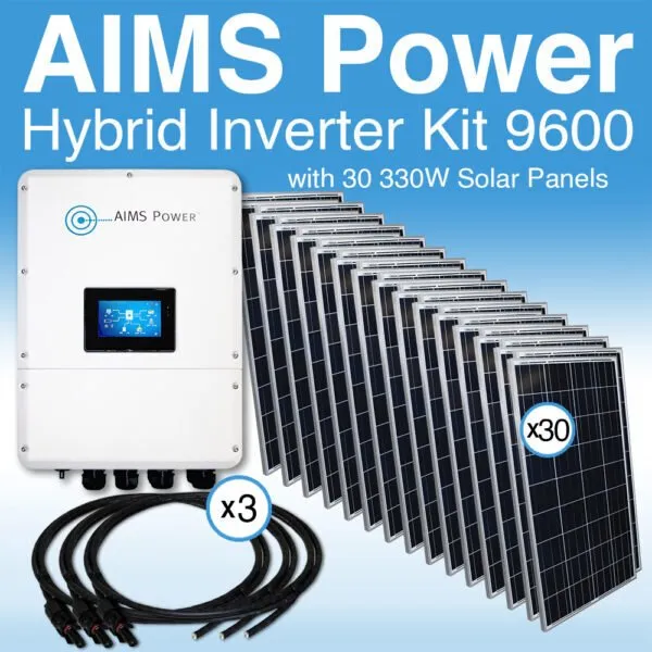 Aims Power KIT Hybrid Inverter Charger & Solar Panels 9.6 kW Inverter Output, 9900 Watts Solar Panels - KIT-HY96SOL