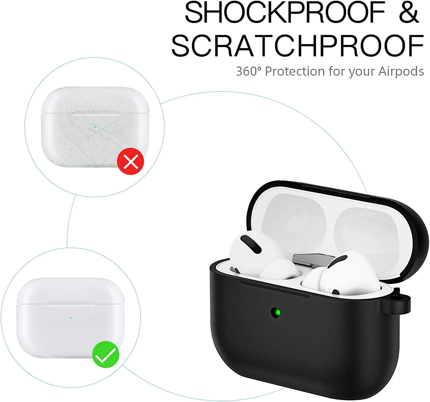 AirPods Pro Case Cover with Carabiner-Green