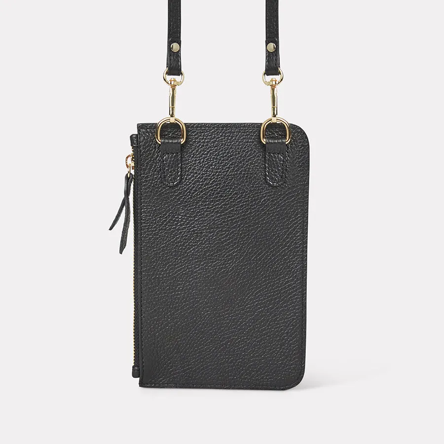 Amira Black Leather Crossbody Phone Case