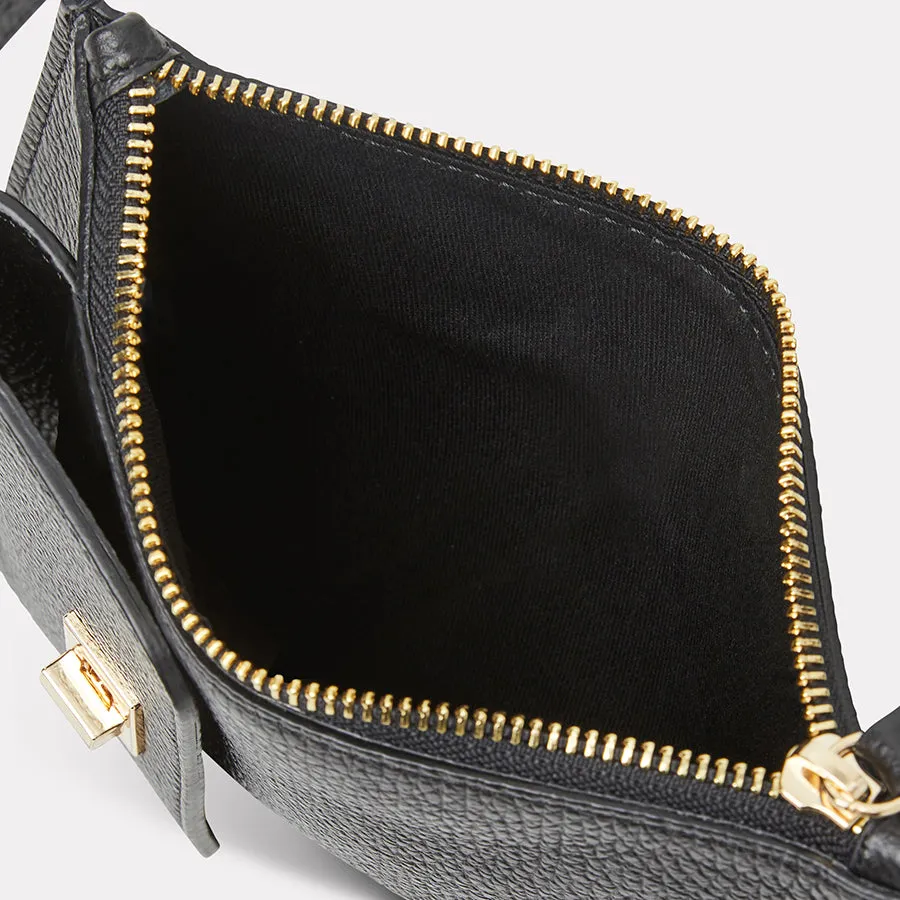 Amira Black Leather Crossbody Phone Case