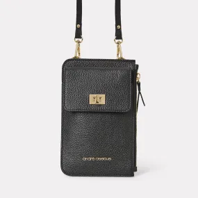 Amira Black Leather Crossbody Phone Case