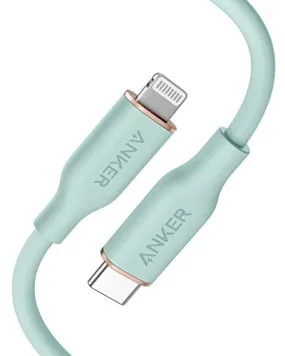 Anker Powerline III Flow, USB C to Lightning Cable for iPhone 12 Pro Max / 12/11 Pro/X/XS/XR / 8 Plus, AirPods, (3 ft) [MFi Certified] Supports Power Delivery, Silica Gel (Mint Green)