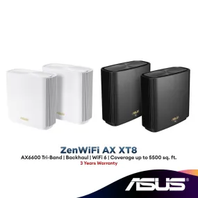 ASUS ZenWiFi XT8 Mesh WiFi 6 AX6600 Tri-Band AiMesh Whole Home WiFi System Wireless AX Router