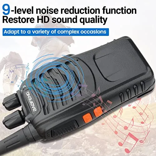 BAOFENG Walkie Talkies Long Range for Adults 2 Way radios with Programming Cable and Earpieces Walky Talky Rechargeable Handheld Two Radios Flashlight Li-ion Battery USB Charger（4 Pack）