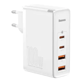 Baseus 100W PD GaN² Pro Fast Charger - Vægoplader m. 2 x USB-C & 2 x USB-A - Hvid (DEMO)