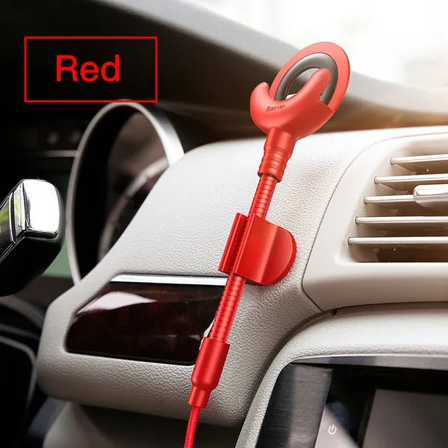 Baseus Car Phone Holder for iPhone XS 8 7 6 5S 360 Degree GPS Mobile Phone Stand Car Mount USB Cable For iPhone Charging Bracket