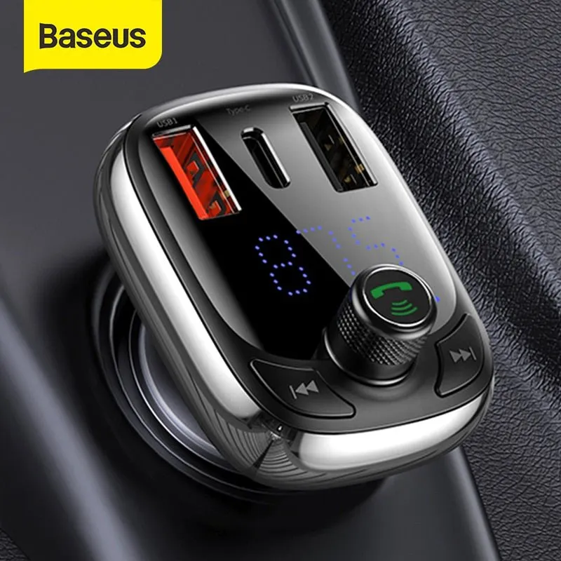 Baseus FM Transmitter Bluetooth 5.0 Handsfree Car Kit Audio MP3 Player With PPS QC3.0 QC4.0 5A Fast Charger Auto FM Modulator