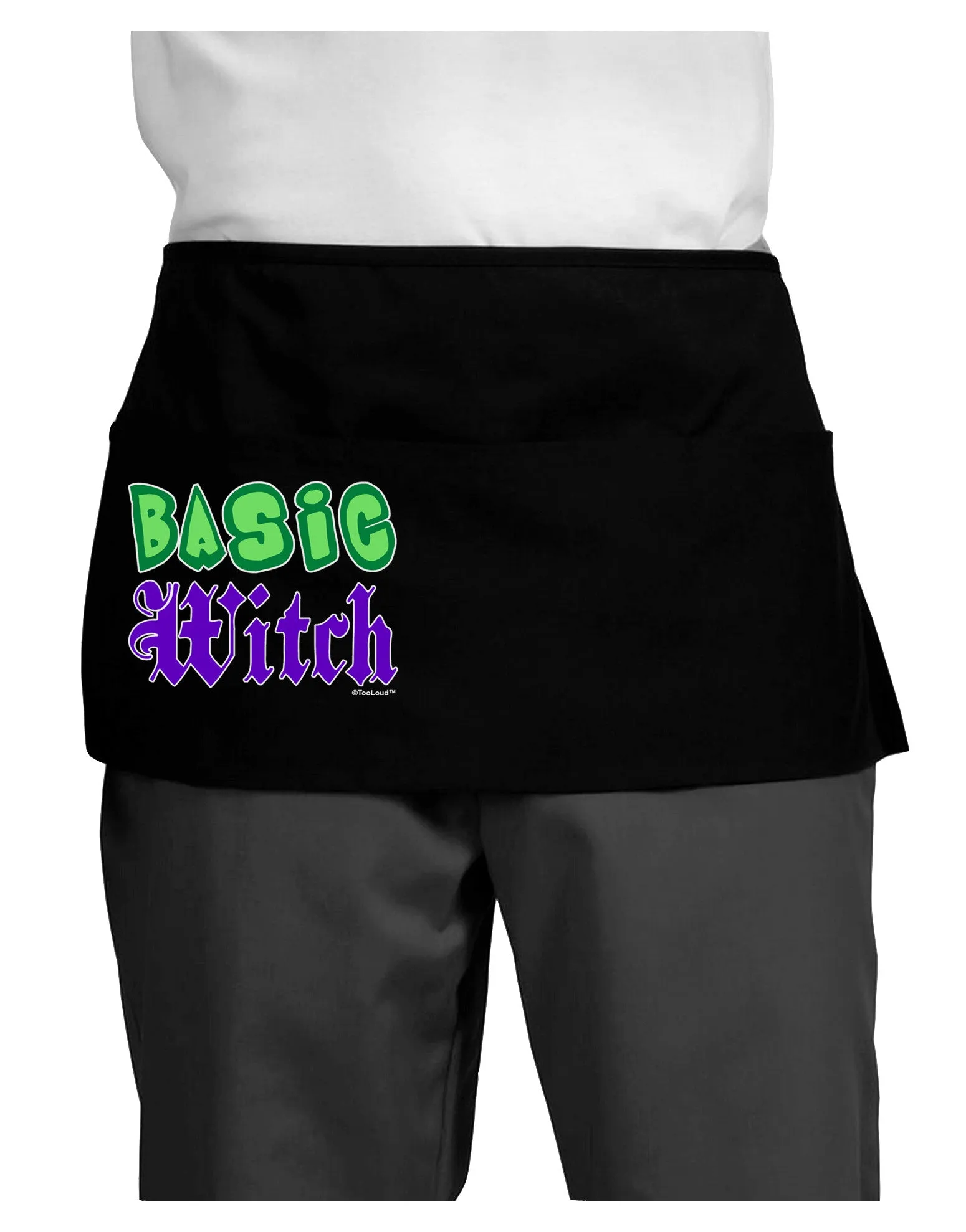 Basic Witch Color Green Dark Adult Mini Waist Apron, Server Apron